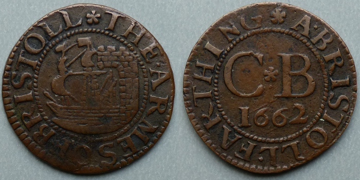 Bristol, city issue 1662 farthing N1569, no R signature